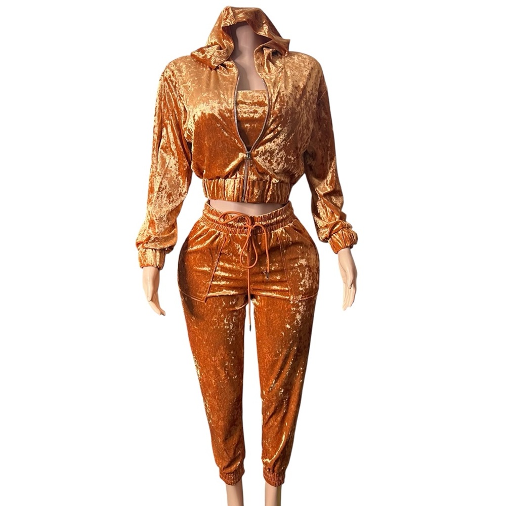 Velvet Gold Pantsuit - Picture 3 of 7
